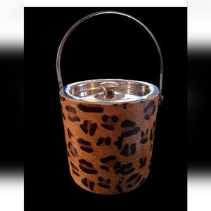 Nicole Miller Textured Leopard Print Ice Bucket with Handle